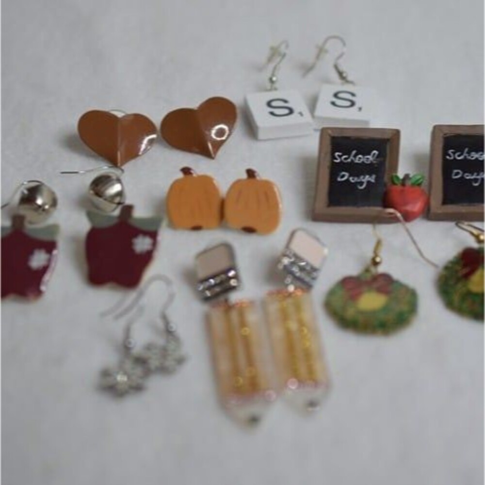Teachers Delight 9pr School Days/Holidays/Seasons Hook/Post Vintage/Now Earrings